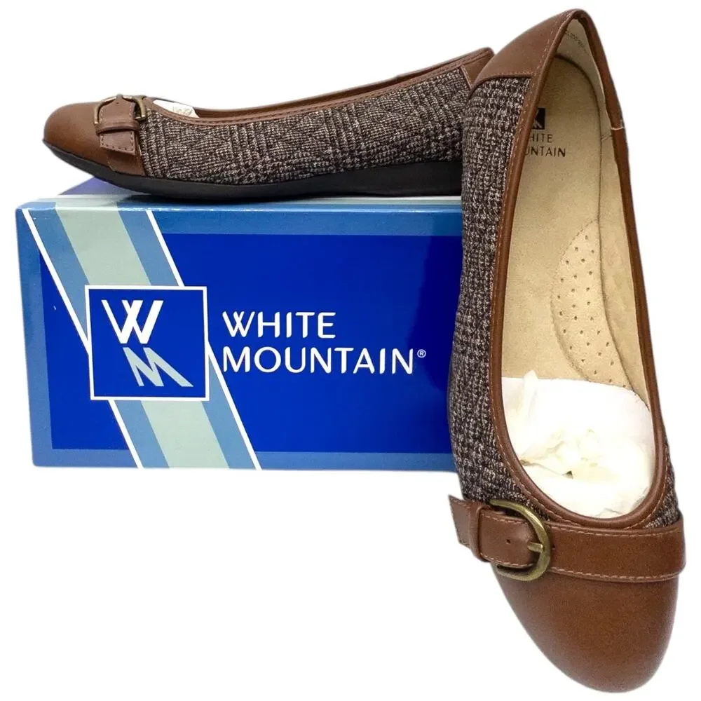 White Mountain Cadence Buckle Ballet Flats Women's size 9.5 Brown